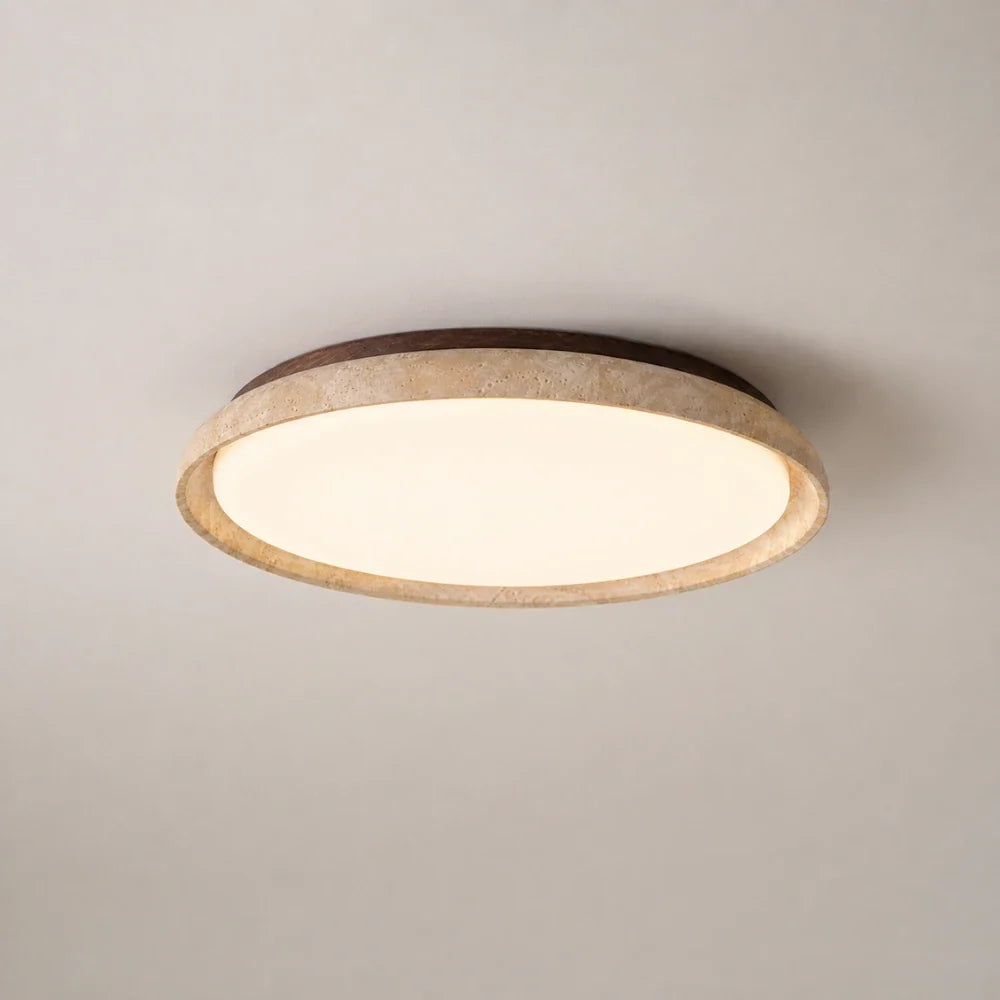 Kairo Travertine & Wood Ceiling Light