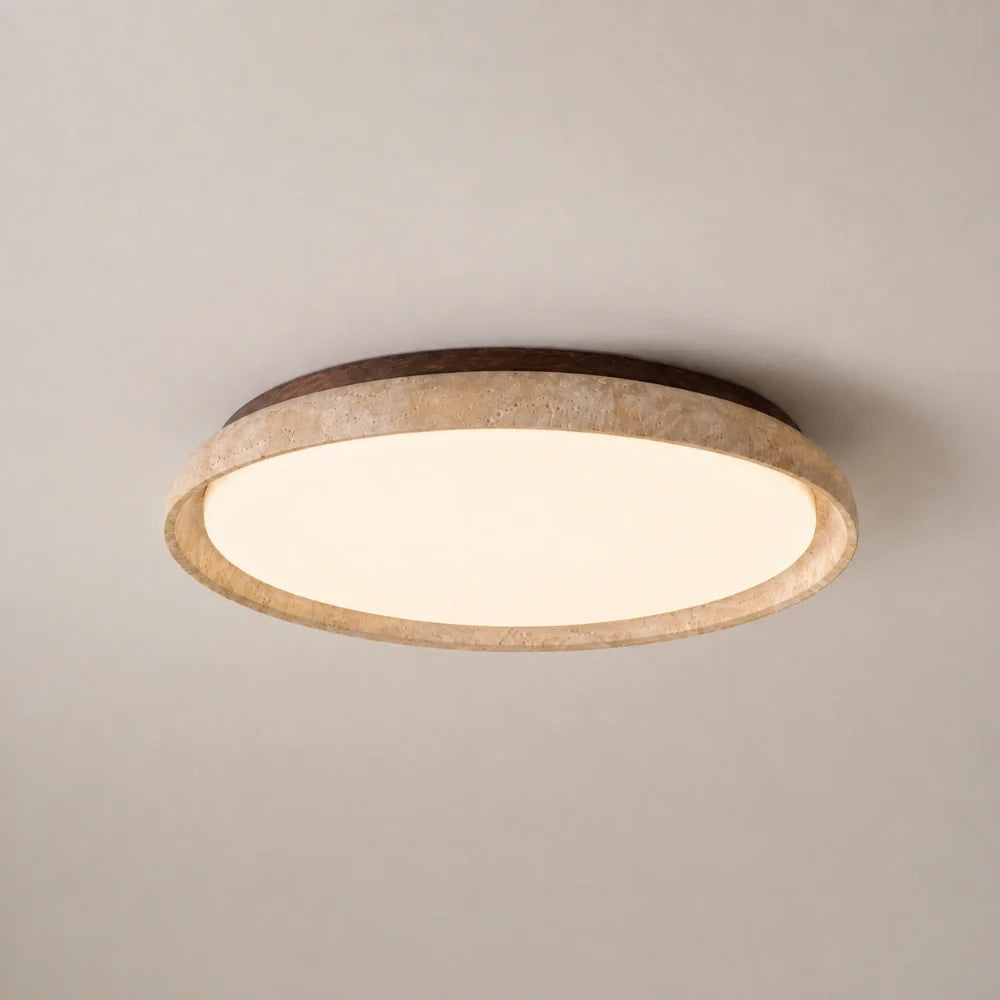Kairo Travertine & Wood Ceiling Light