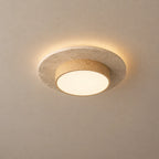Nerio LED Travertine & Wood Ceiling Light