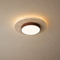 Nerio LED Travertine & Wood Ceiling Light