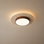 Nerio LED Travertine & Wood Ceiling Light