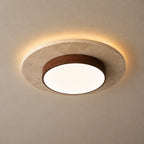 Nerio LED Travertine & Wood Ceiling Light
