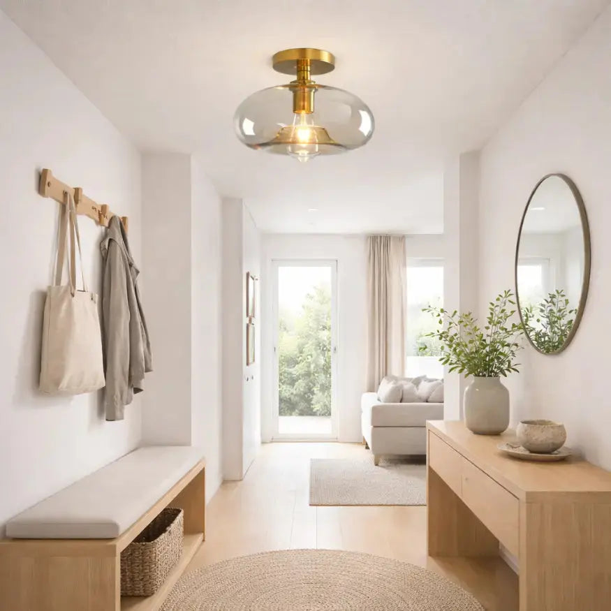 Luno Gold Glass & Metal Ceiling Light