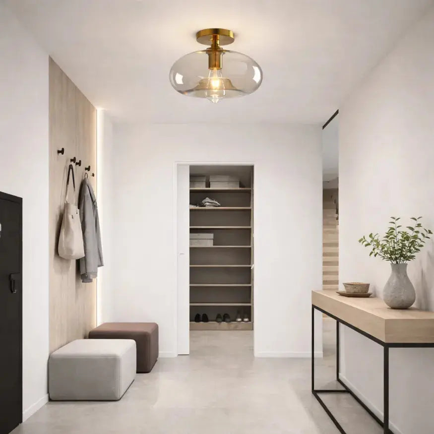 Luno Gold Glass & Metal Ceiling Light