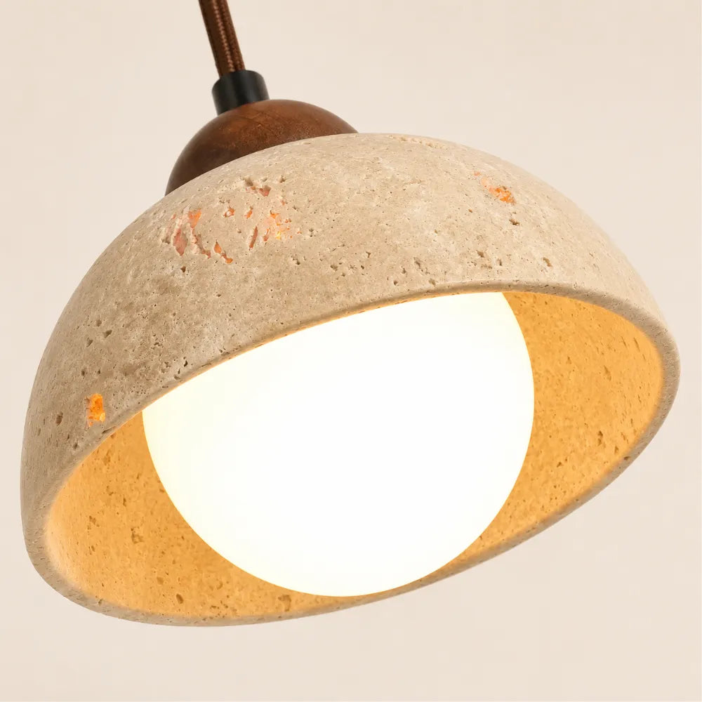 Porva Travertine & Wood Wall Light