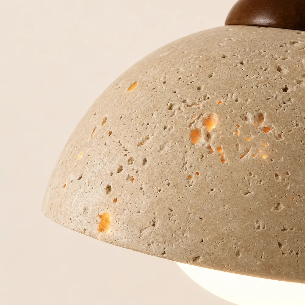 Porva Travertine & Wood Wall Light