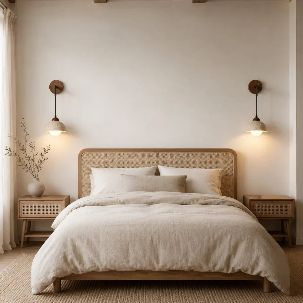 Porva Travertine & Wood Wall Light