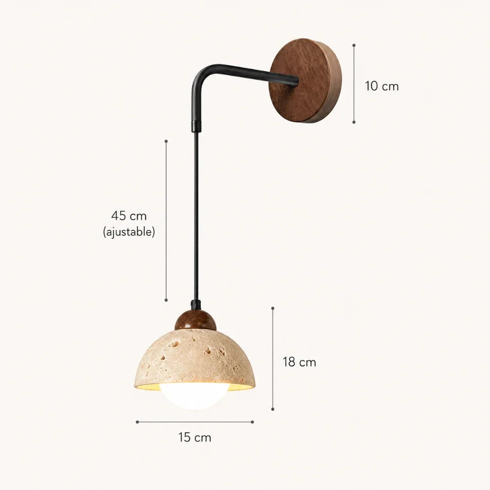 Porva Travertine & Wood Wall Light