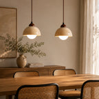 Porvoo Travertine & Wood Pendant Light
