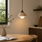 Porvoo Travertine & Wood Pendant Light