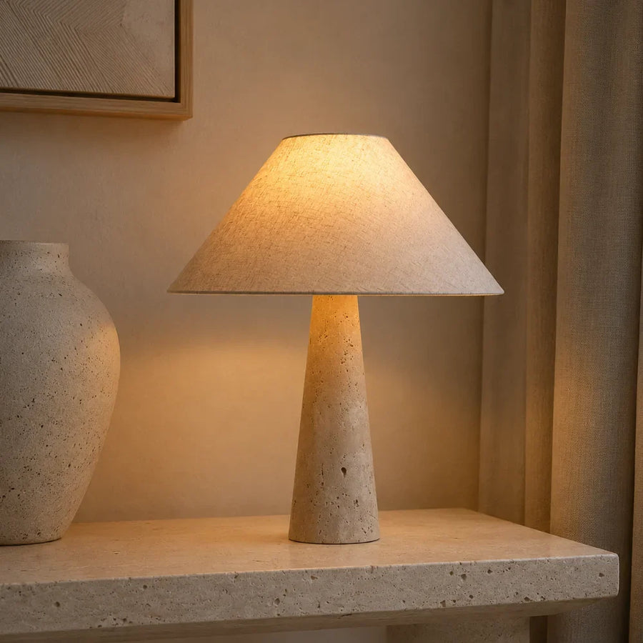 Sila Travertine & Fabric Table Lamp