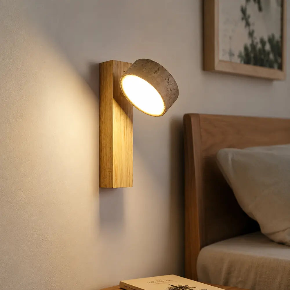 Solberg Travertine & Wood Wall Light