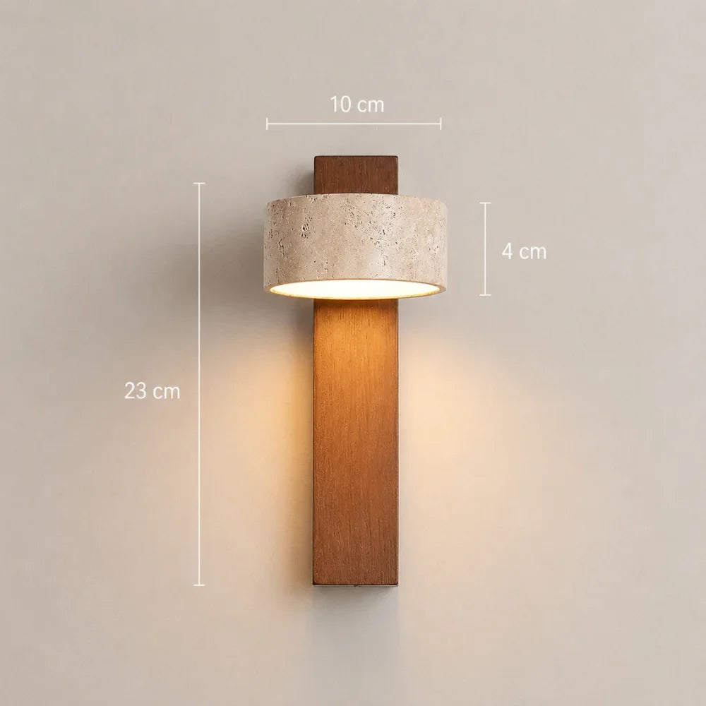 Solberg Travertine & Wood Wall Light