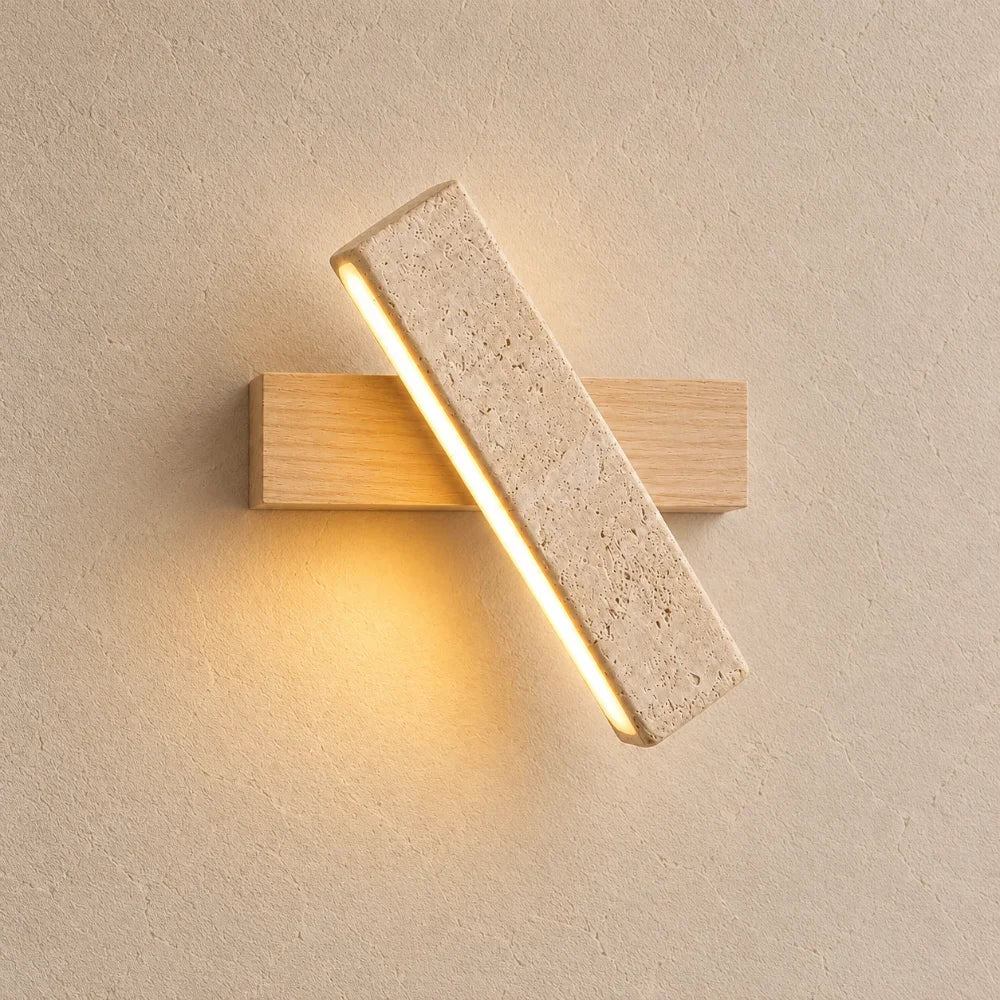 Solveig Travertine & Wood Wall Light