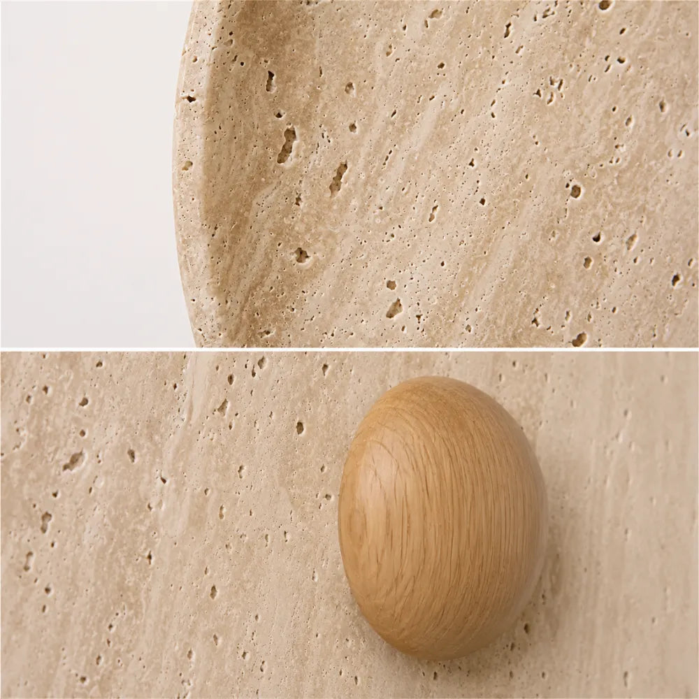 Stona LED Travertine & Wood Wall Light