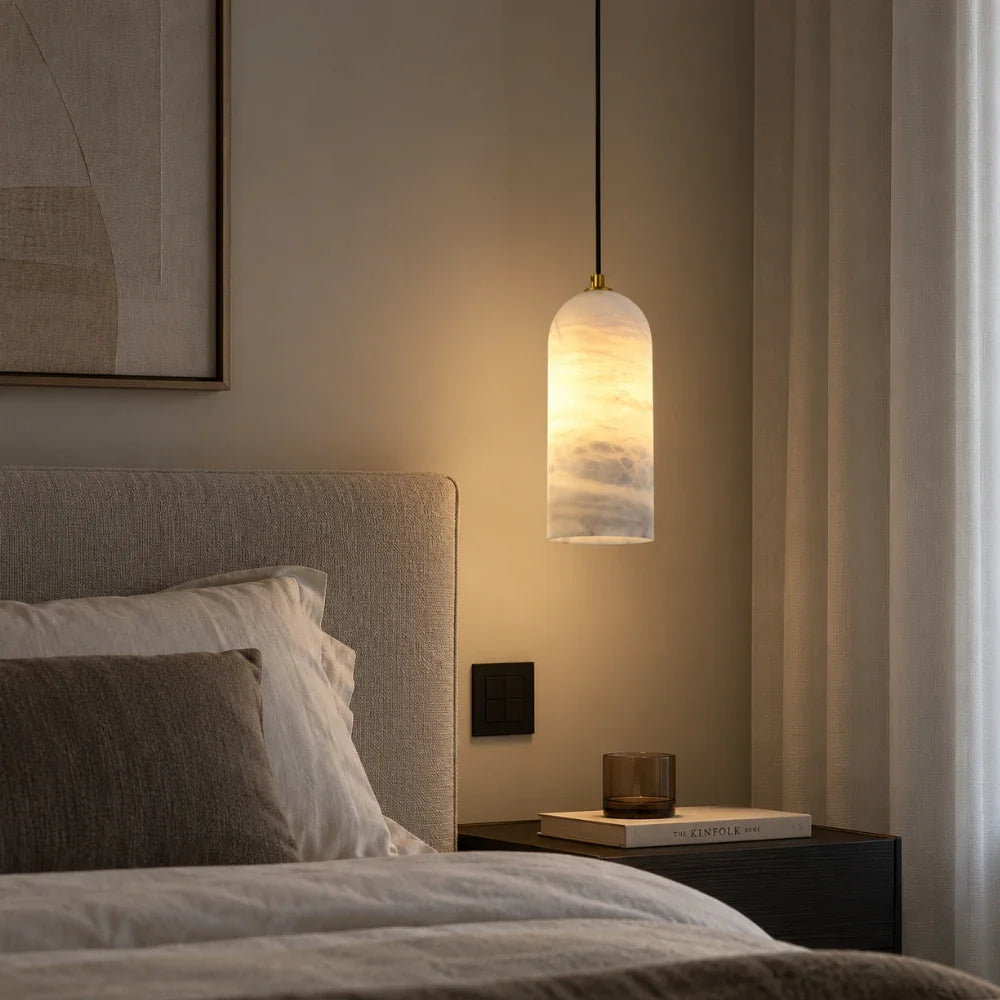 Soft glow through the veined stone