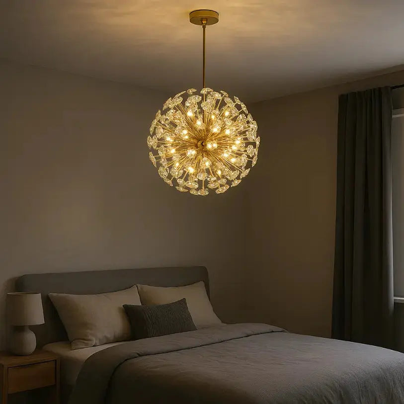 Signe Gold Metal & Crystal Pendant Light