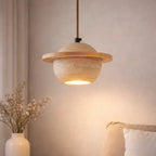 Svala Travertine & Wood Pendant Light