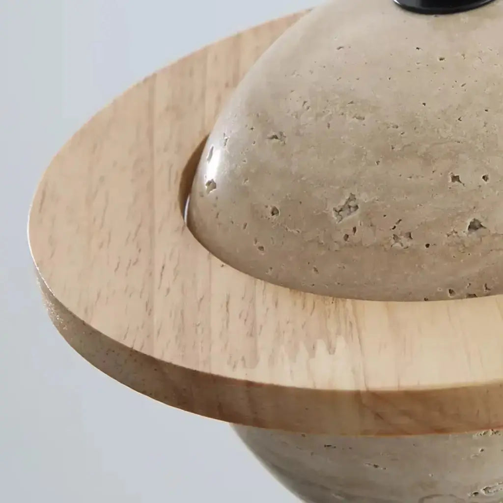 Svala Travertine & Wood Pendant Light