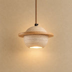 Svala Travertine & Wood Pendant Light