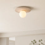 Tärna Travertine & Wood Ceiling Light