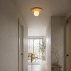 Tärna Travertine & Wood Ceiling Light
