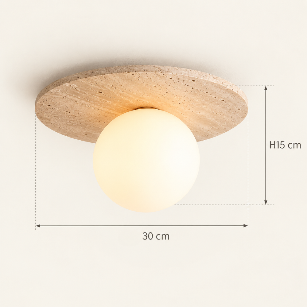 Tärna Travertine & Wood Ceiling Light