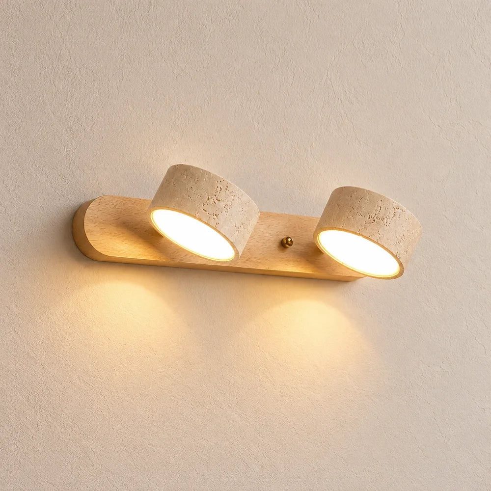 Triva Travertine & Wood Wall Light