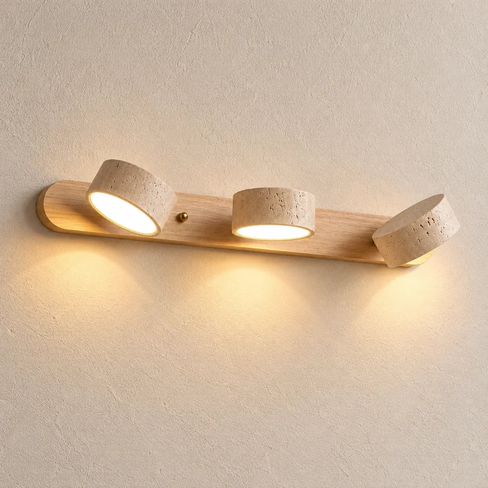 Triva Travertine & Wood Wall Light