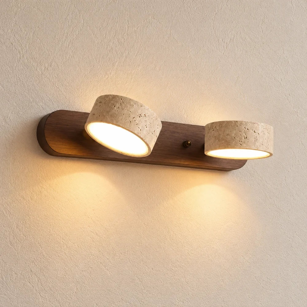 Triva Travertine & Wood Wall Light