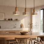 Tyra Travertine & Wood Pendant Light