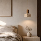 Tyra Travertine & Wood Pendant Light