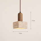 Tyra Travertine & Wood Pendant Light