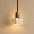 Tyra Travertine & Wood Pendant Light