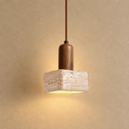 Tyra Travertine & Wood Pendant Light