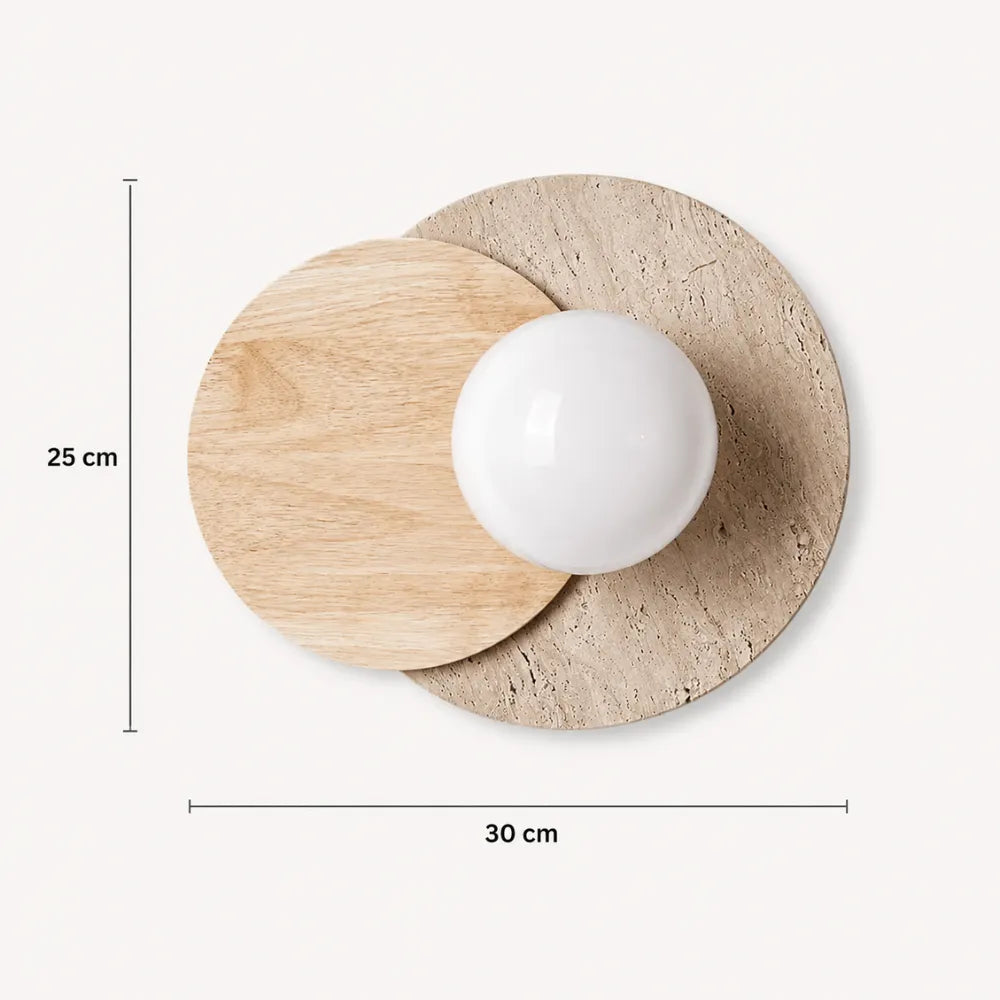 Verdalsøra Travertine & Wood Wall Light