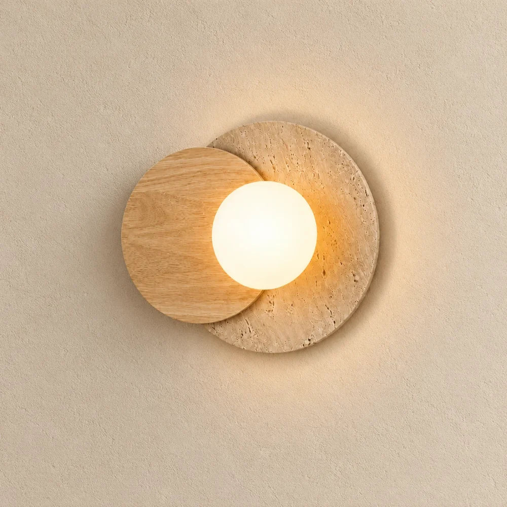Verdalsøra Travertine & Wood Wall Light