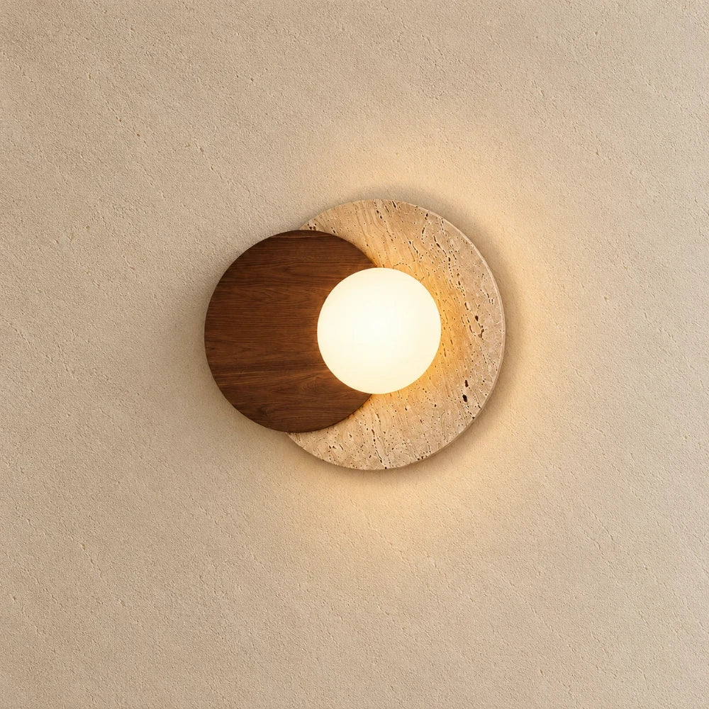 Verdalsøra Travertine & Wood Wall Light